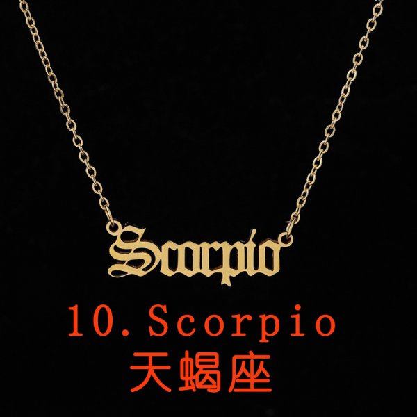 12 Constellations Pendants Necklace For Women Men Stainless Steel Letter Scorpio Capricorn Necklace Birthday Jewelry Gift
