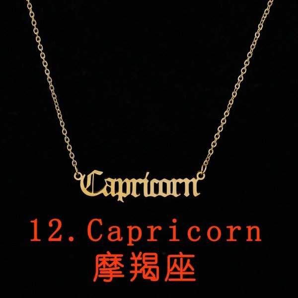 12 Constellations Pendants Necklace For Women Men Stainless Steel Letter Scorpio Capricorn Necklace Birthday Jewelry Gift