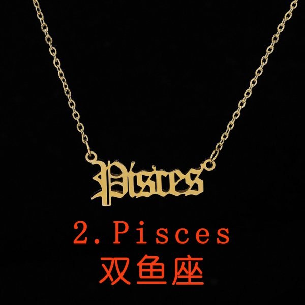 12 Constellations Pendants Necklace For Women Men Stainless Steel Letter Scorpio Capricorn Necklace Birthday Jewelry Gift