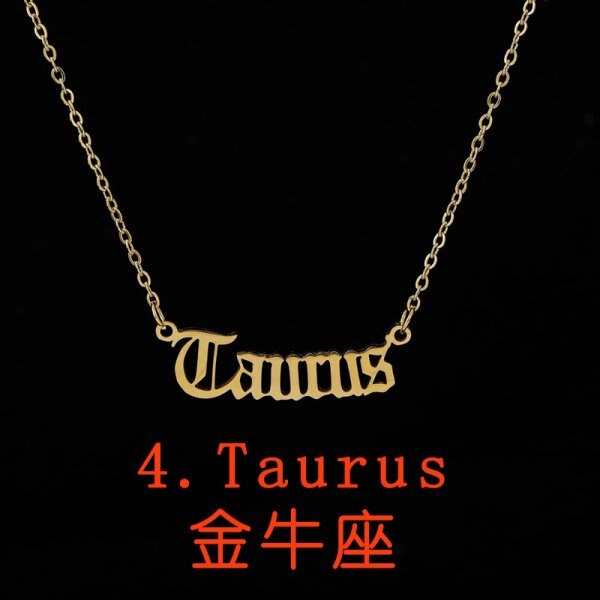 12 Constellations Pendants Necklace For Women Men Stainless Steel Letter Scorpio Capricorn Necklace Birthday Jewelry Gift