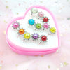 12 Pcs/box Adjustable Alloy Baby Girl Rings  Cartoon Children Girl Rings with Heart Shaped Showcase for Party