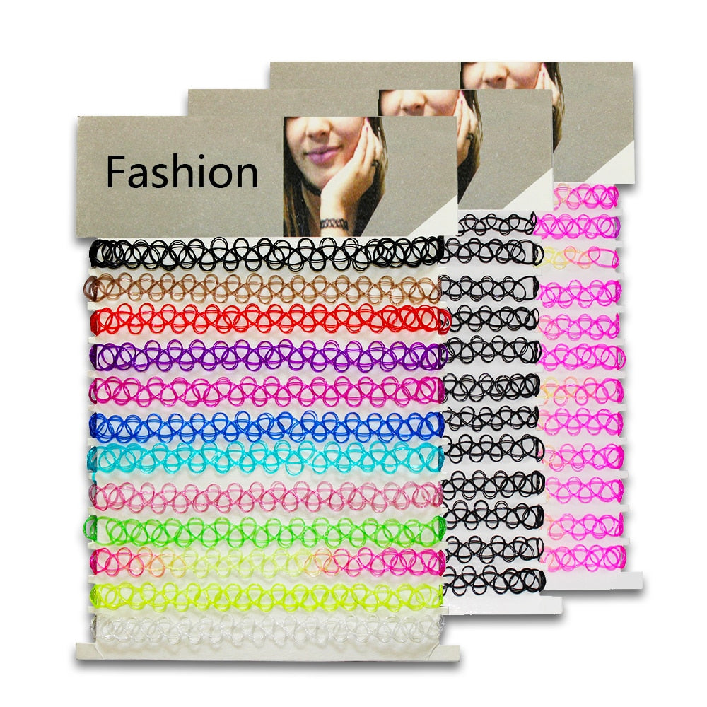 12 Pcs/pack Tattoo Choker Necklace Girls Gothic Chokers Necklaces For Womens Jewellery