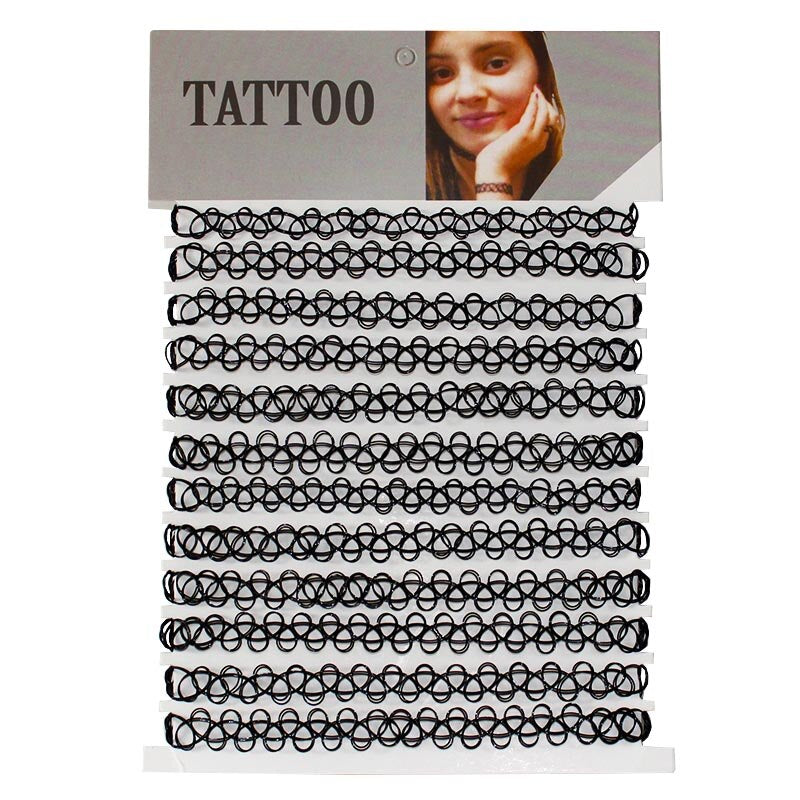 12 Pcs/pack Fashion Tattoo Choker Necklace Girls Gothic Chokers