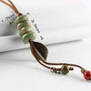 12 Pieces/Lot Ceramic Beads Pendants Long Necklace Women Men Jewelry Leather Chain Leaf  Statement Choker Vintage Accessories