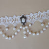 12 Pieces/Lot Sexy Hollow White Lace Pendant Necklaces Imitation Pearls Beads Charm Chokers For Women Clavicle Link Chain Gothic