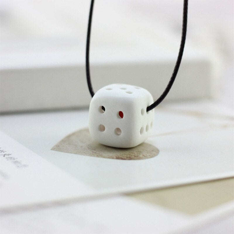 12 Pieces/Lot Women Men Charm Necklaces Dice Pendant Statement Choker Long Weave Rope Chains Black Brown Female Jewelry Necklace