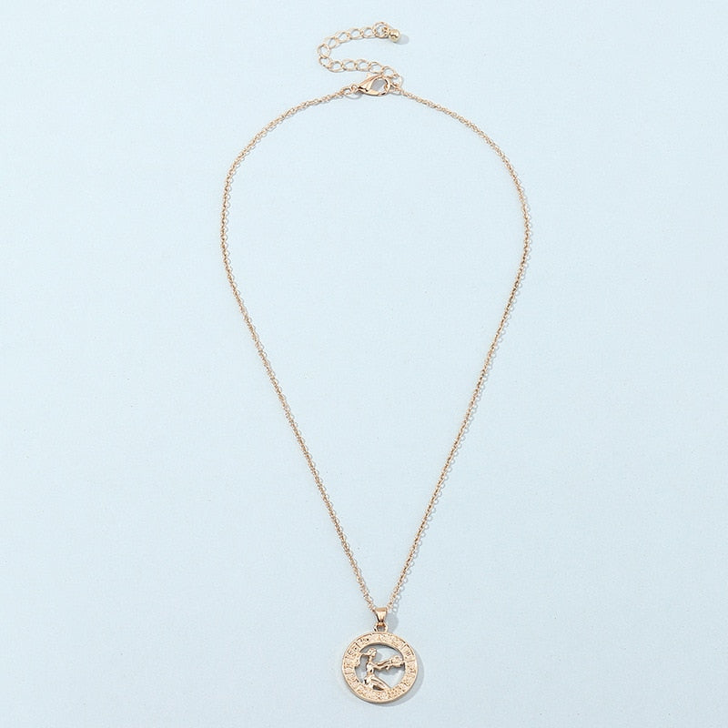 12 Zodiac Letter Constellations Pendants Necklace For Women Men Virgo Libra Scorpio Sagittarius Capricorn Aquarius Birthday Gift