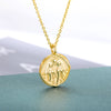 12 Zodiac Sign Necklace For Women Stainless Steel Religion Style Coin Shape Constellation Pendant Necklaces Female Boho Jewerly