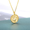 12 Zodiac Sign Necklace For Women Stainless Steel Religion Style Coin Shape Constellation Pendant Necklaces Female Boho Jewerly