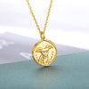 12 Zodiac Sign Necklace For Women Stainless Steel Religion Style Coin Shape Constellation Pendant Necklaces Female Boho Jewerly