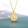 12 Zodiac Sign Necklace For Women Stainless Steel Religion Style Coin Shape Constellation Pendant Necklaces Female Boho Jewerly