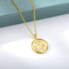 12 Zodiac Sign Necklace For Women Stainless Steel Religion Style Coin Shape Constellation Pendant Necklaces Female Boho Jewerly