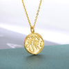12 Zodiac Sign Necklace For Women Stainless Steel Religion Style Coin Shape Constellation Pendant Necklaces Female Boho Jewerly