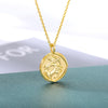 12 Zodiac Sign Necklace For Women Stainless Steel Religion Style Coin Shape Constellation Pendant Necklaces Female Boho Jewerly