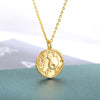 12 Zodiac Sign Necklace For Women Stainless Steel Religion Style Coin Shape Constellation Pendant Necklaces Female Boho Jewerly
