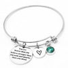 12 colors Birthstones Heart Charm Bracelet Inspirational Quote Wire Bangle for Women Friends Birthd Gift Jewelry You're Braver