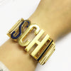 12 colors Cospl Handmade named Transparent innitial letter bangle ,luxury brand jewelry alphabet bracelets with PU leather