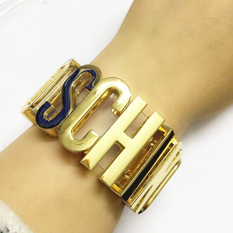 12 colors Cospl Handmade named Transparent innitial letter bangle ,luxury brand jewelry alphabet bracelets with PU leather