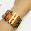 12 colors Cospl Handmade named Transparent innitial letter bangle ,luxury brand jewelry alphabet bracelets with PU leather