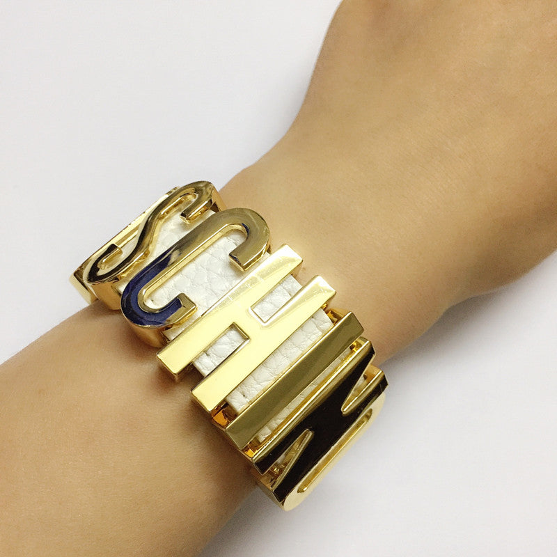 12 colors Cospl Handmade named Transparent innitial letter bangle ,luxury brand jewelry alphabet bracelets with PU leather