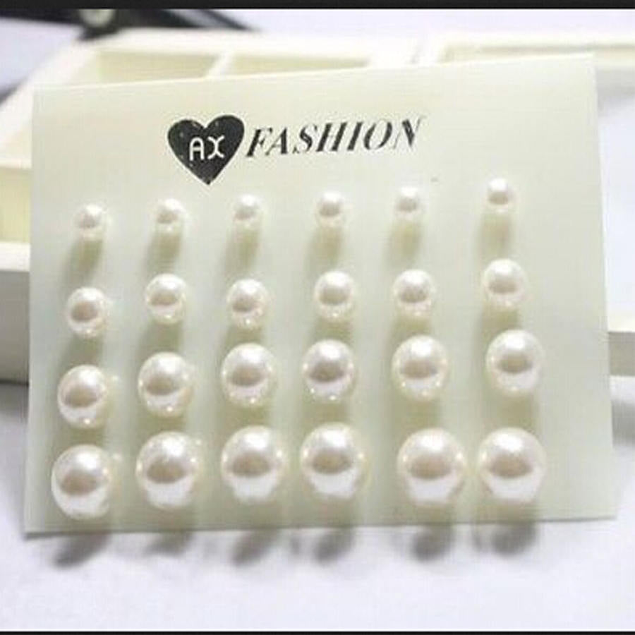 12 pairs/set White Simulated Pearl Earrings Set For Women Jewelry Accessories Piercing Ball Stud Earrings kit Bijouteria brincos