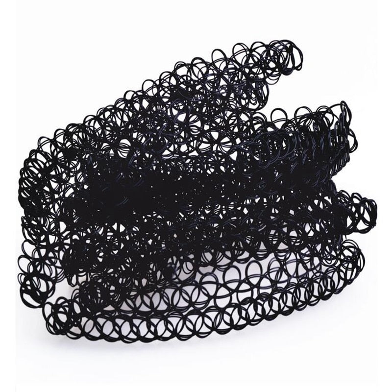 12 pcs/Set Fishline Tattoo Black Chokers Necklace Vintage Stretch Henna Gothic Punk Elastic Hollow Chocker Women Jewelry Gift