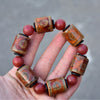 129g Old Tibetan Natural Agate 3 Eyes Pattern LARGE Dzi Bead 22x20MM