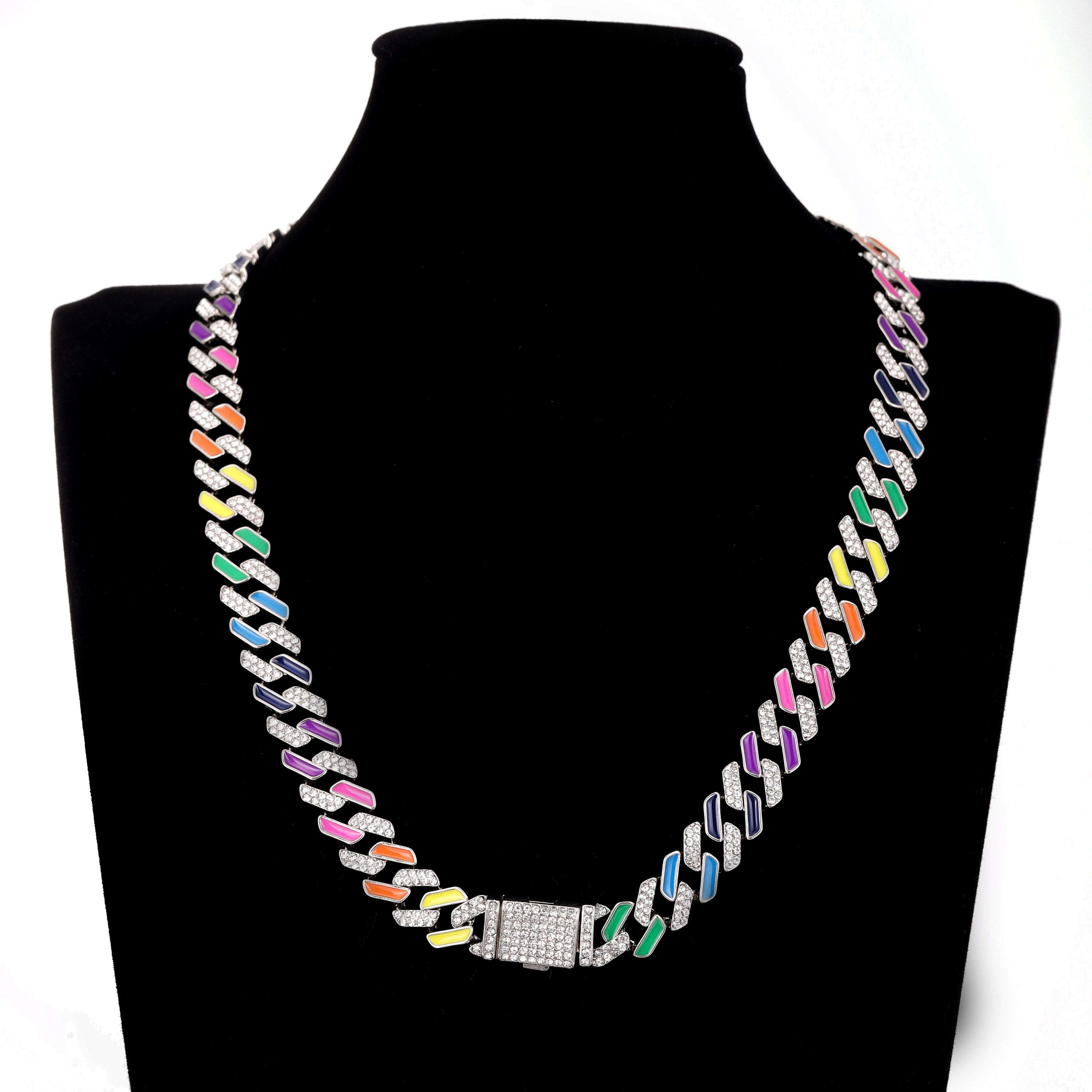 12MM Cuban Chain Necklace Iced Micro Pave Cubic Zirconia Gold Color Women Men's Necklace Hip Hop Rock Jewelry For Gift A+++