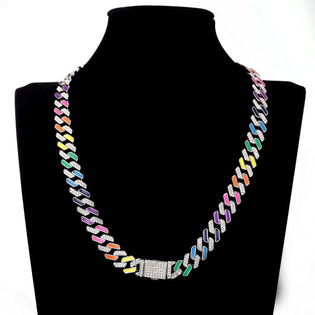 12MM Cuban Chain Necklace Iced Micro Pave Cubic Zirconia Gold Color Women Men's Necklace Hip Hop Rock Jewelry For Gift A+++