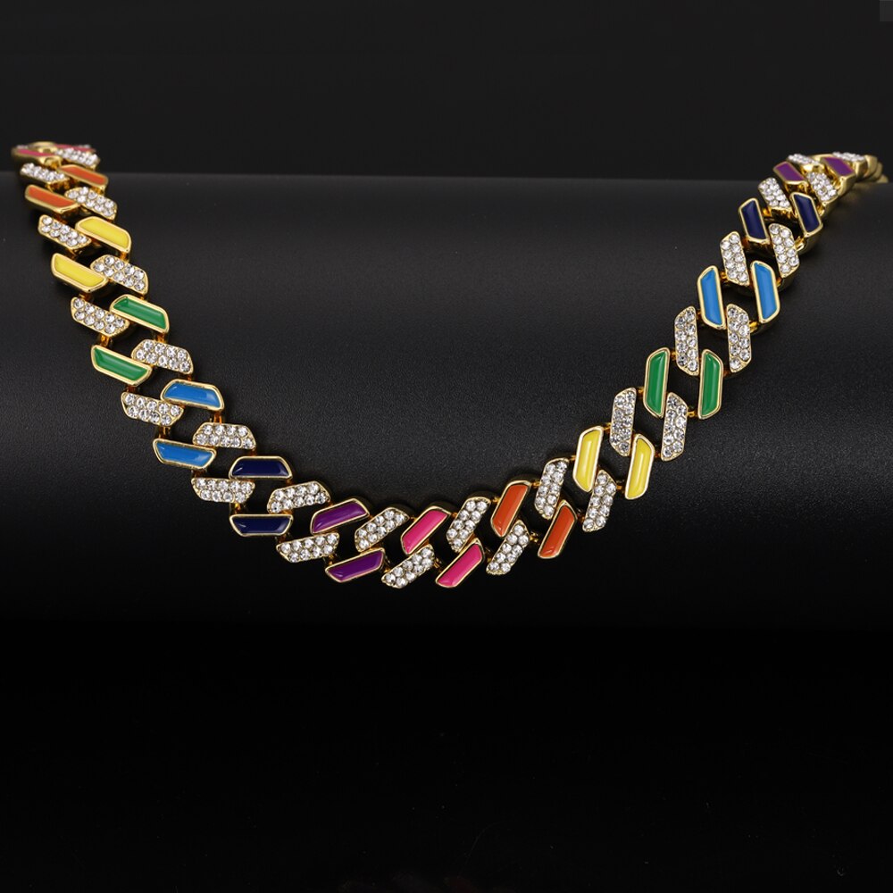 12MM Cuban Chain Necklace Iced Micro Pave Cubic Zirconia Gold Color Women Men's Necklace Hip Hop Rock Jewelry For Gift A+++
