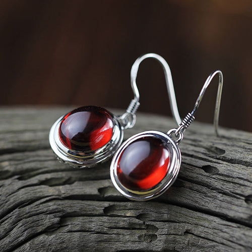 12MM Natural Stone Gem Jade Earrings 925 Sterling Silver Drop Earrings For Women Jewelry Vintage Hollow Flower Earrings SE08