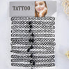 12PCS/SET Fishline Tattoo Black Chokers Necklace Vintage Stretch Henna Gothic Punk Elastic Hollow Chocker Women Jewelry