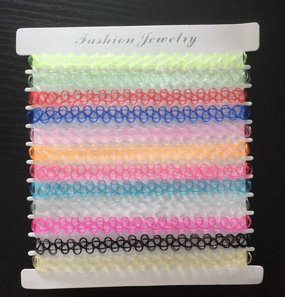 12PCS/lot Collares Vintage Stretch Tattoo Choker Necklaces Women Girls Charm Punk Retro Gothic Elastic Pendants Necklace