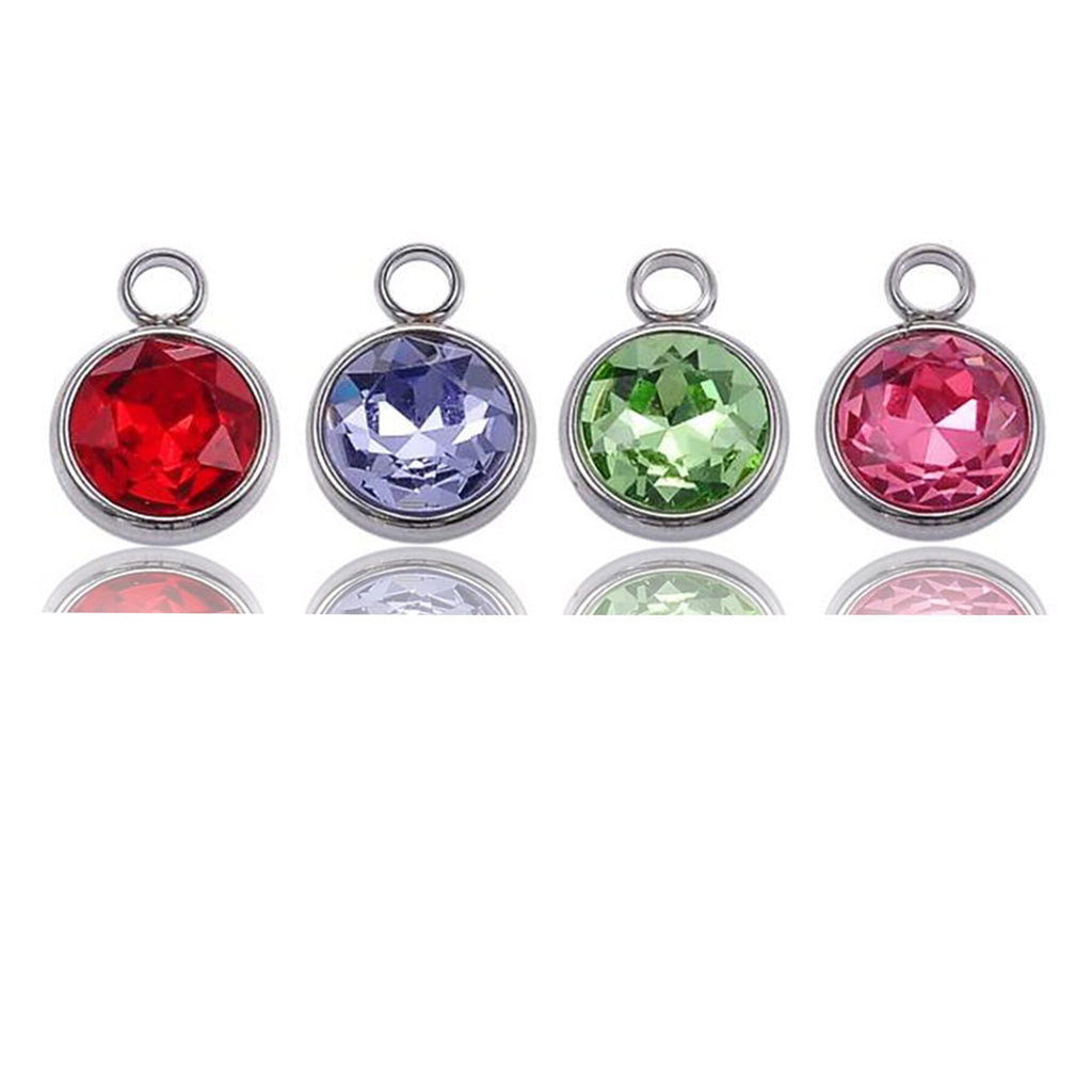 12Pcs/Lot Alloy 8mm Colorful Crystal Birthstone Charms Accessories For Necklace Bracelet Jewelry Making