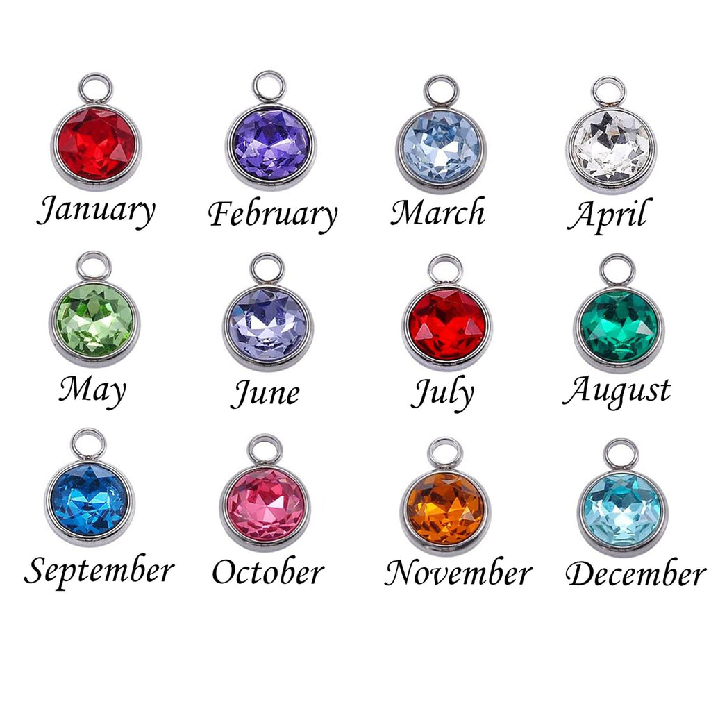 12Pcs/Lot Alloy 8mm Colorful Crystal Birthstone Charms Accessories For Necklace Bracelet Jewelry Making