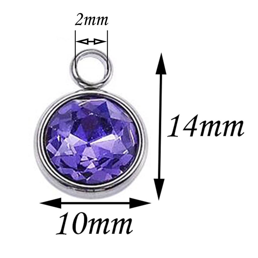 12Pcs/Lot Alloy 8mm Colorful Crystal Birthstone Charms Accessories For Necklace Bracelet Jewelry Making