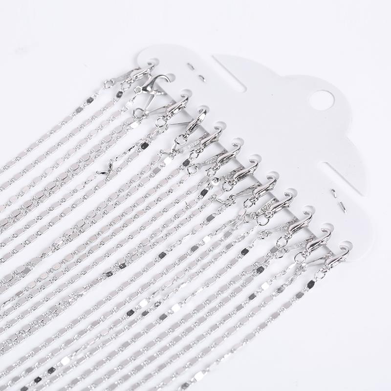 12Pcs/Lot Gold Rhodium Silver Color 40cm 1.6mm Rectangle Bamboo Chains Necklace For Women