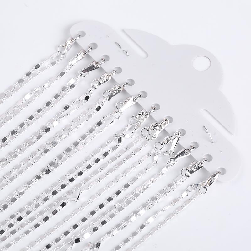 12Pcs/Lot Gold Rhodium Silver Color 40cm 1.6mm Rectangle Bamboo Chains Necklace For Women