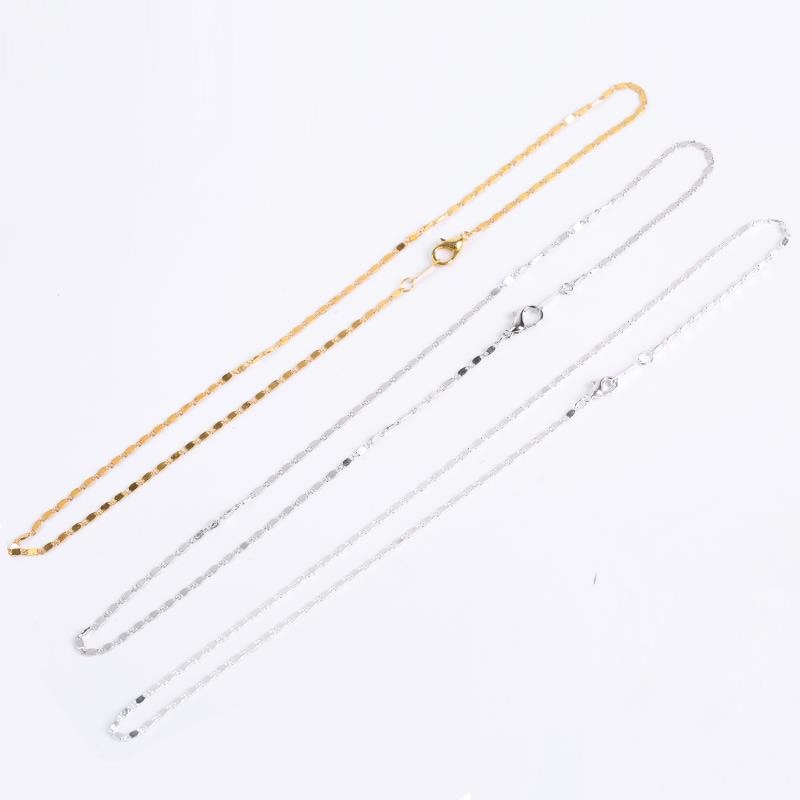 12Pcs/Lot Gold Rhodium Silver Color 40cm 1.6mm Rectangle Bamboo Chains Necklace For Women
