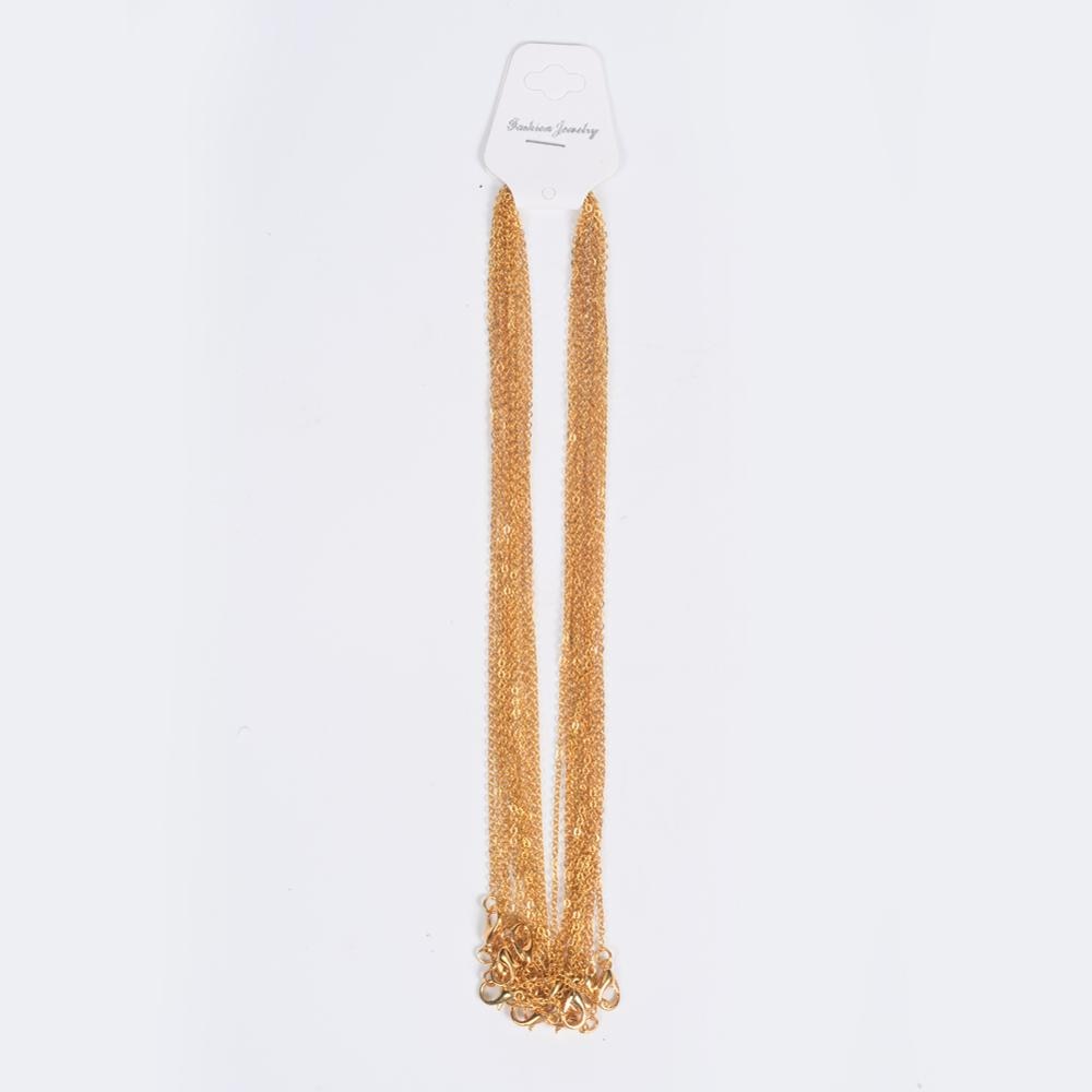 12Pcs/Lot Gold Silver Color 40cm Flat Cross O-Chain Necklace For Women Simple Necklace Jewelry Making Chains