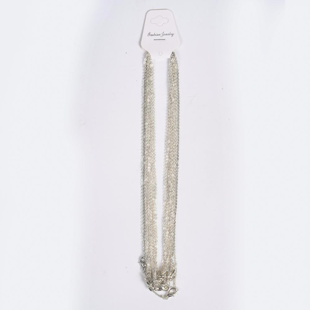 12Pcs/Lot Gold Silver Color 40cm Flat Cross O-Chain Necklace For Women Simple Necklace Jewelry Making Chains