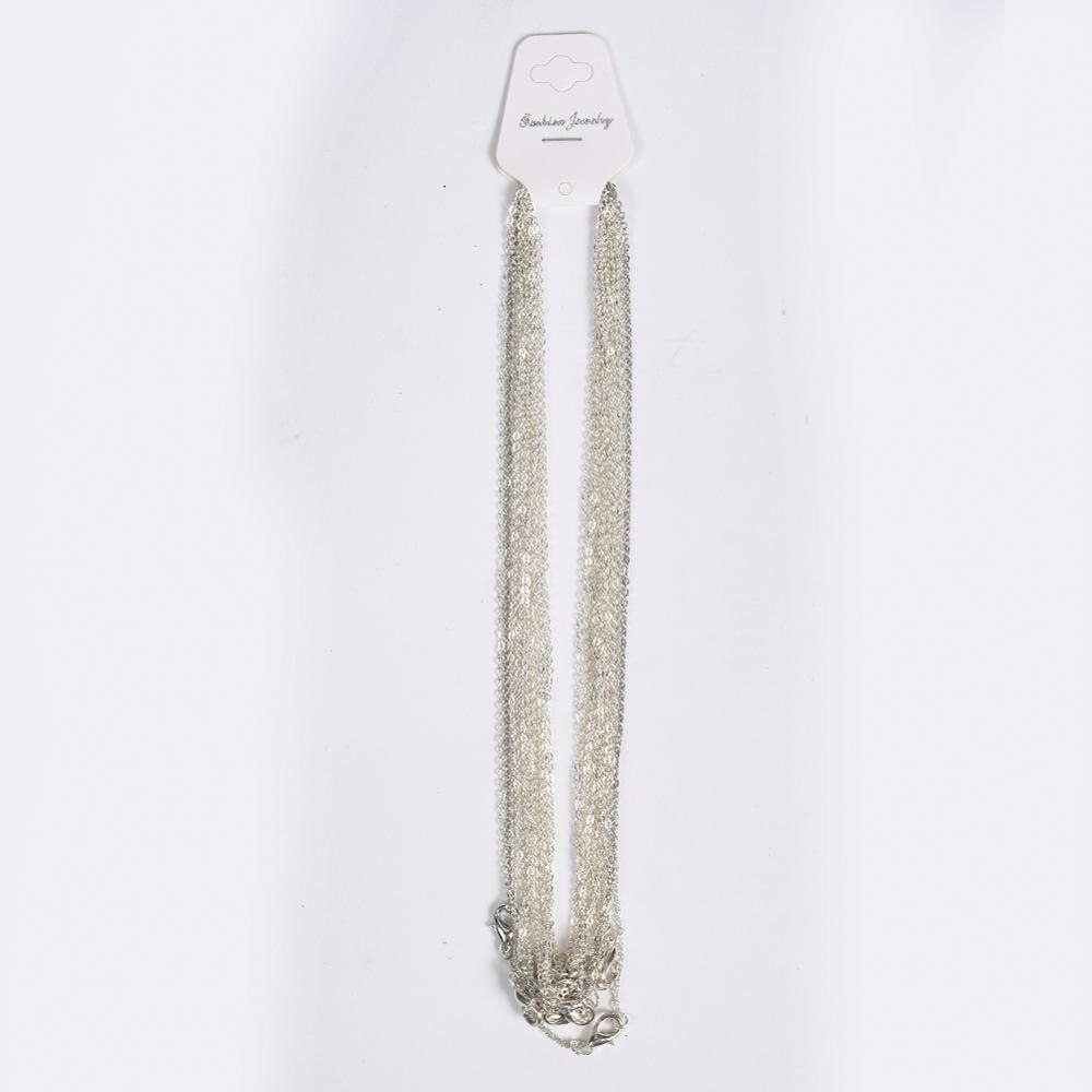 12Pcs/Lot Gold Silver Color 40cm Flat Cross O-Chain Necklace For Women Simple Necklace Jewelry Making Chains