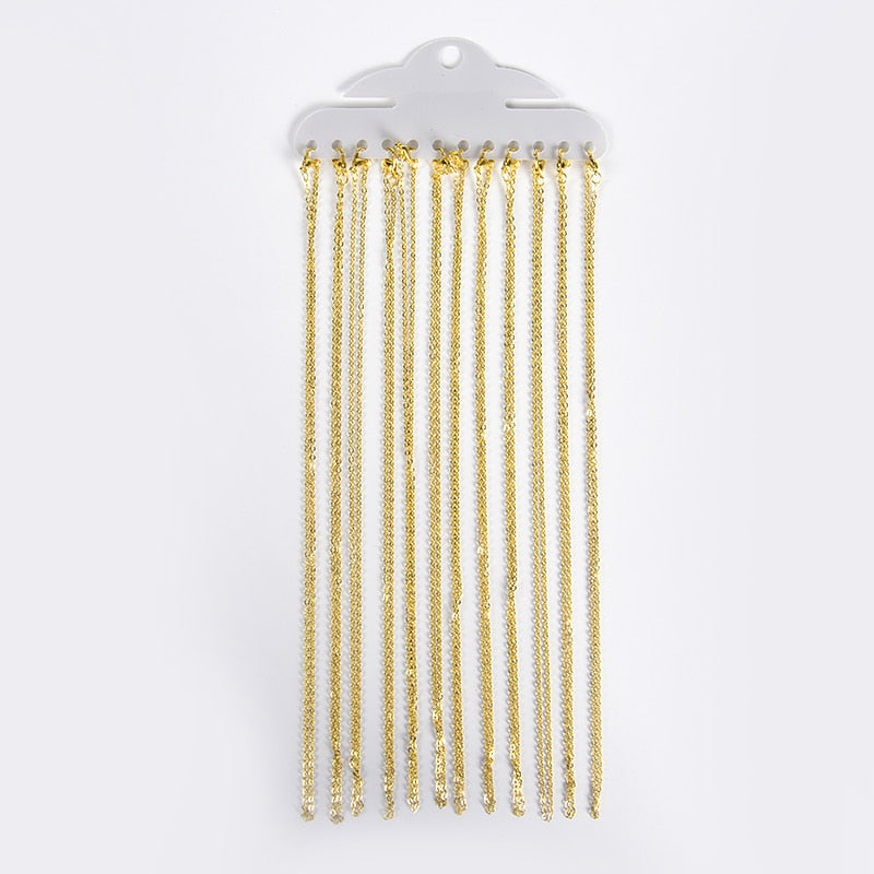 12Pcs/Lot Gold Silver Color 40cm Flat Cross O-Chains For Women Simple Necklace Jewelry