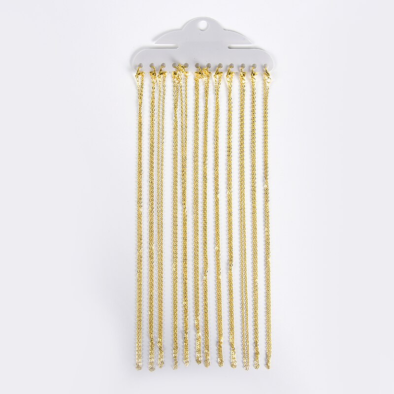 12Pcs/Lot Gold Silver Color 40cm Flat Cross O-Chains For Women Simple Necklace Jewelry