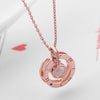 12Pcs/lot Rose Gold Love You Necklace Simple Round Crystal Circle Pendant Short Necklace for Women