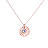 12Pcs/lot Rose Gold Love You Necklace Simple Round Crystal Circle Pendant Short Necklace for Women