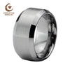 12mm Large Width Tungsten Wedding Band Ring Men Brushed Top Beveled Edge Comfort Fit