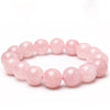 12mm Natural Material Energy Stones Rose Quartz Bracelets Round Beads Bangle For Pink Women Crystal Jewelry Love Gift