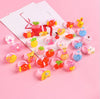 12pcs Ring For Children Jewelry  Colored Multicolor Ring Cute Girls Gifts  Lovely Fruit Scrub Animal Princess Suit Kinds