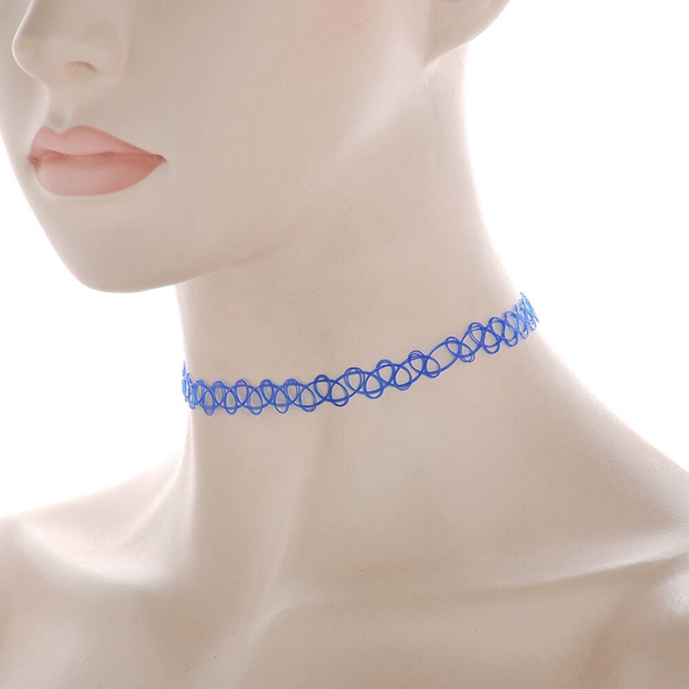 12pcs/lot Sell Vintage Hippy Stretch Tattoo Choker Necklace Elastic Ch